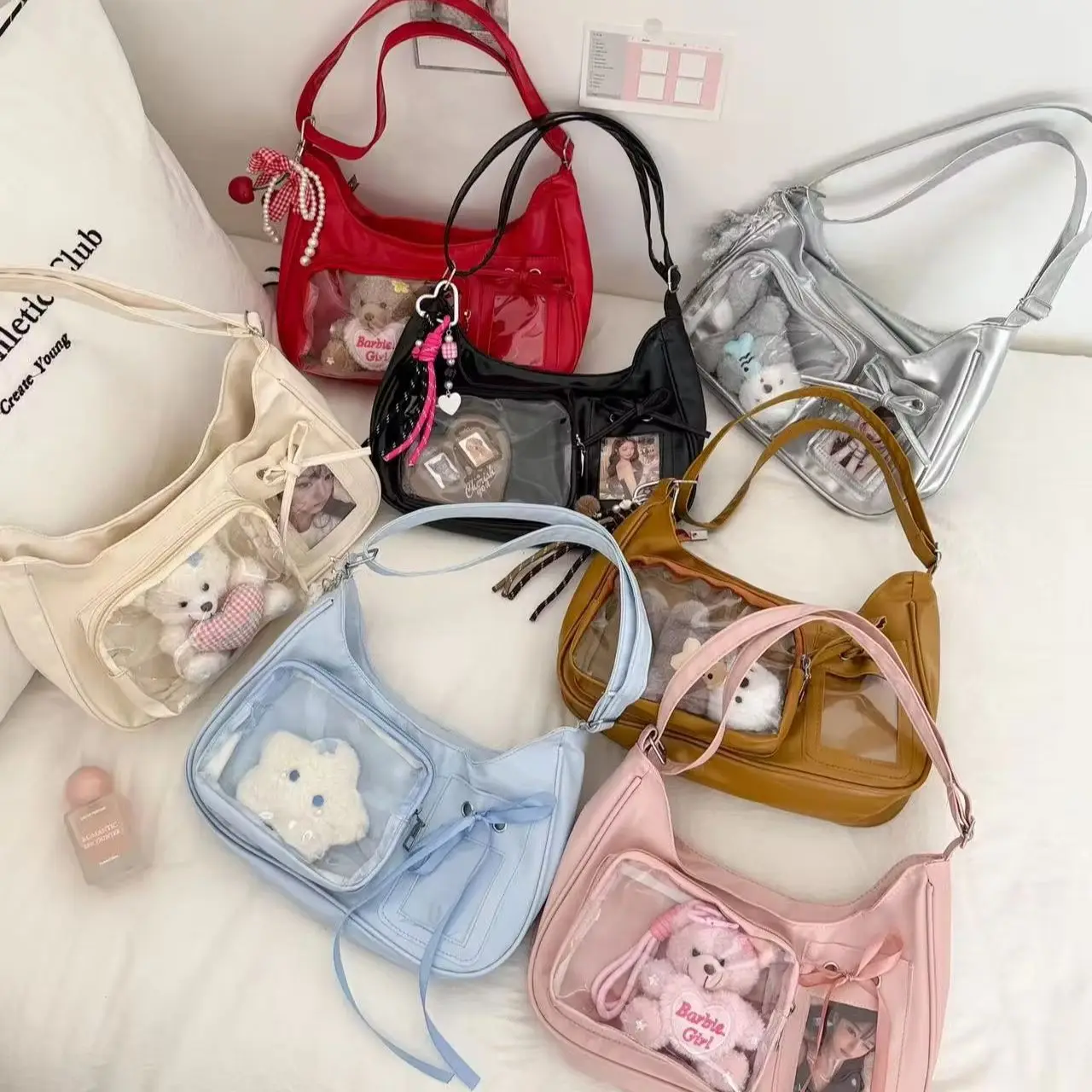 Y2k Harajuku Shoulder Bag Women Korean Transparent Ita Bag School Crossbody Bag Female Japanese Designer Preppy Handbag Purse 4