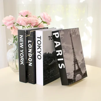 Simple Fake Books for Decoration Coffee Table Modern Home Decoration Book Box Remote Control Storage Box Paris London New York 1