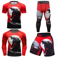 Cody Lundin Men's Red Gym Fitness Sports Suit jiu jitsu Bjj Rashguard Sublimation Boxing No Gi Trainning Sets Fighting Wear 2