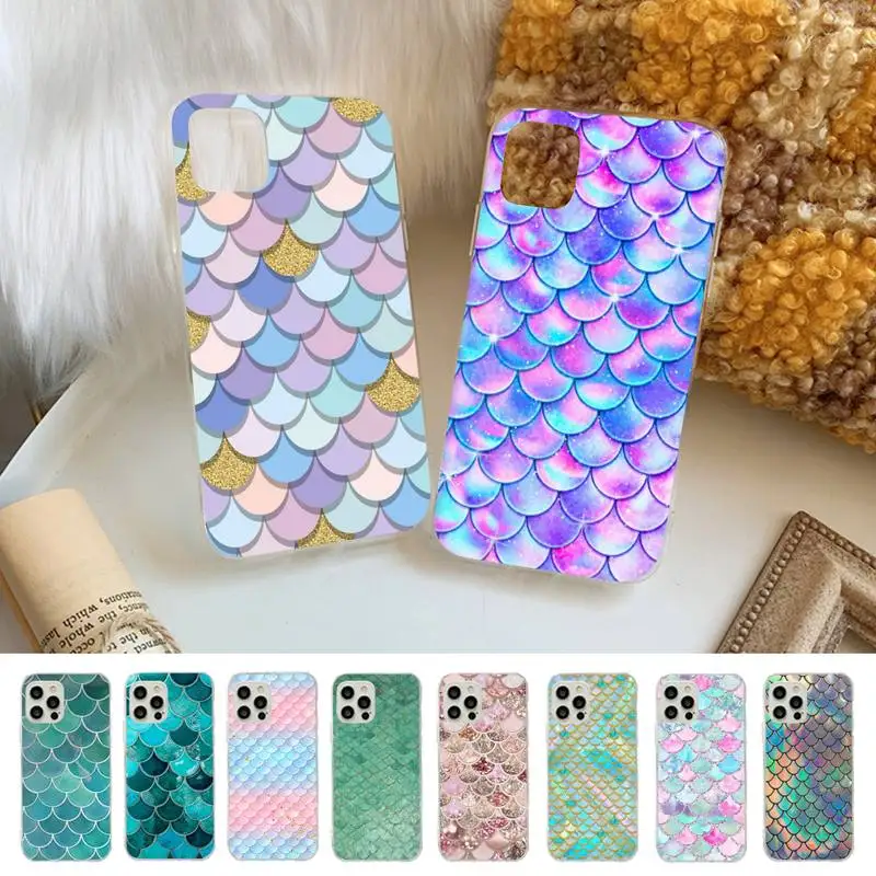 Fashion Mermaid Fish Scales Phone Case for iPhone 11 12 13 Mini Pro Max 8 7 6 6S Plus X 5 SE 2020 XR XS Case shell