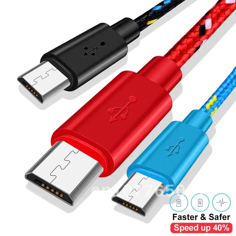 Fast Charging Nylon Braided USB Charger Cable for Android Mobile Phone - Data Sync Cable