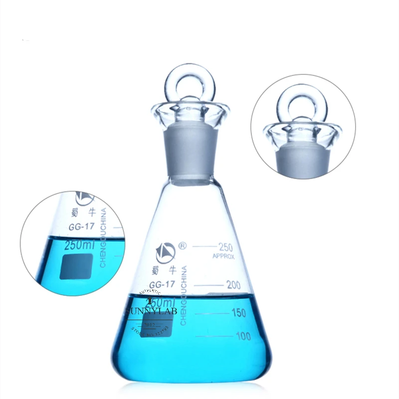 1Pcs 50ml to 1000ml Glass iodine flask conical flask Standard caliber High borosilicate GG-17 GLASS Iodine measuring bottle