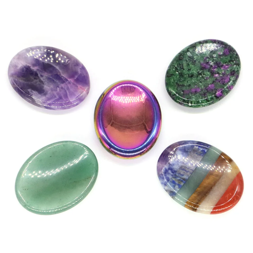 Groothandel 35X45Mm Duim Vergeet Zorgen Stenen Ovale Massage Kwarts 7 Chakra Crystal Healing Reiki Energie Meditatie Zak Edelsteen