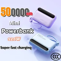500000mAh Power Bank Large Capacity Built 4 In1 Cables Intelligent Digital Display Portable Battery For iPhone Huawei