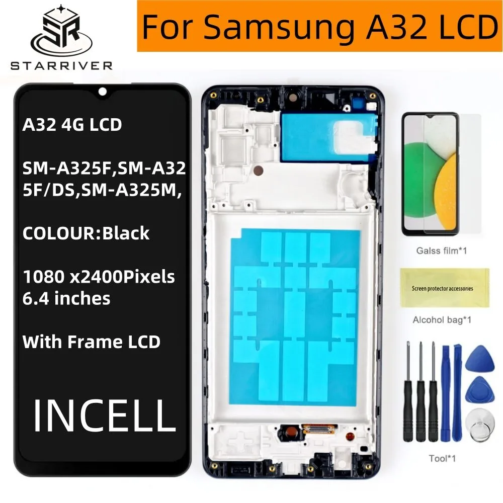 100% Протестировано для Samsung Galaxy A32 4G A325 A325F SM-A325M/DS ЖК-дисплей сенсорный экран дигитайзер в сборе Замена