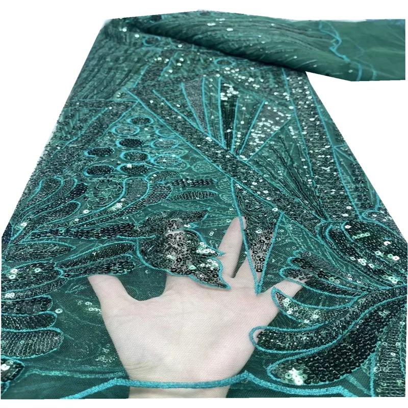 

Высокое качество, мода 2022, африканская ткань с блестками, бусинами для свадебного платья, искусственное шитье FYU318
