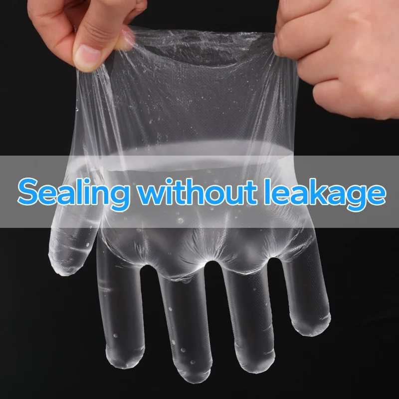 Disposable Plastic Gloves Disposable Gloves 500/100Pcs Transparent One-off Plastic Gloves Food Grade PE Material Pizza BBQ Clear Multi-functional