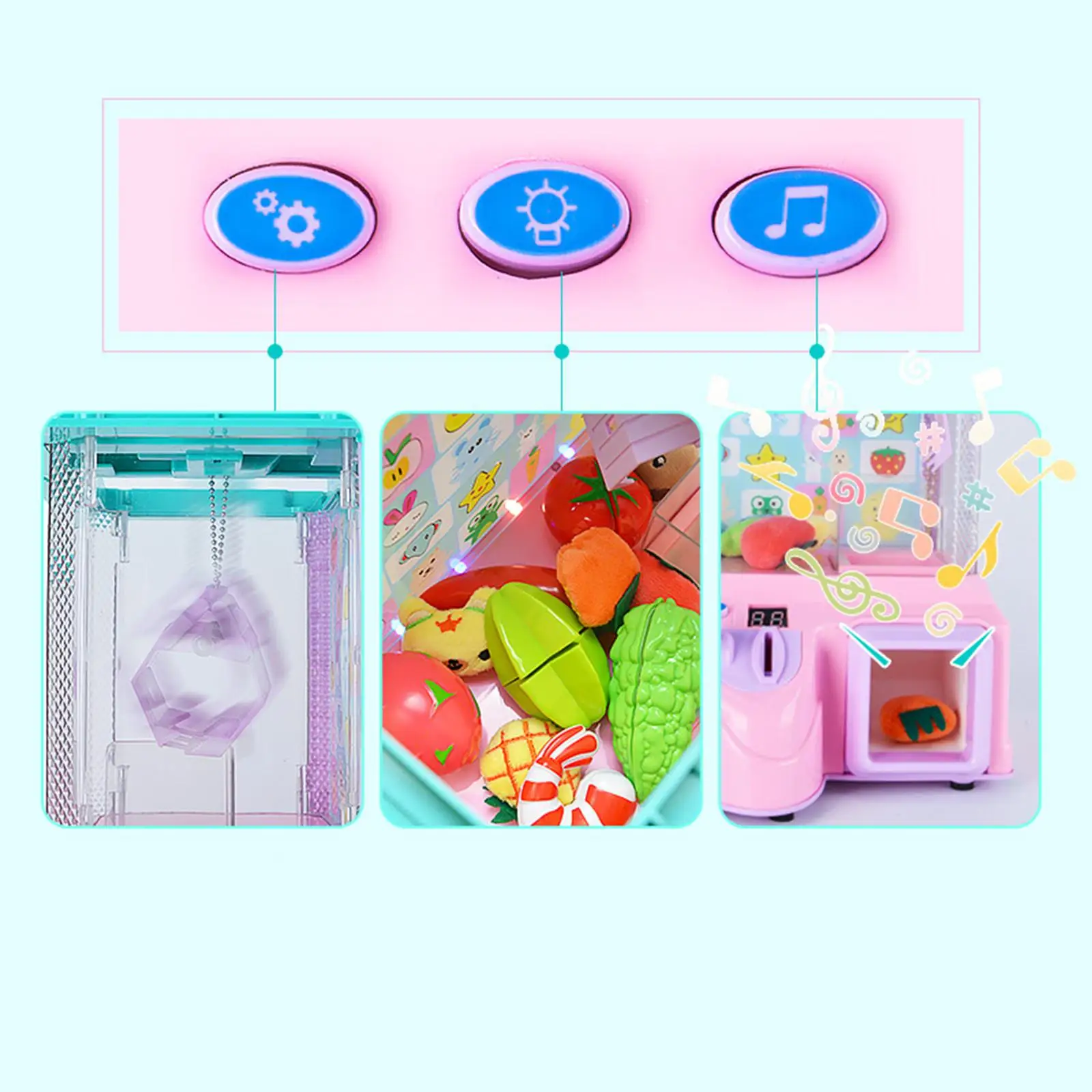 Mini Electronic Claw Machine Coin Operated Doll Machine Vending Grabber Toy Box with Lights & Kids 2