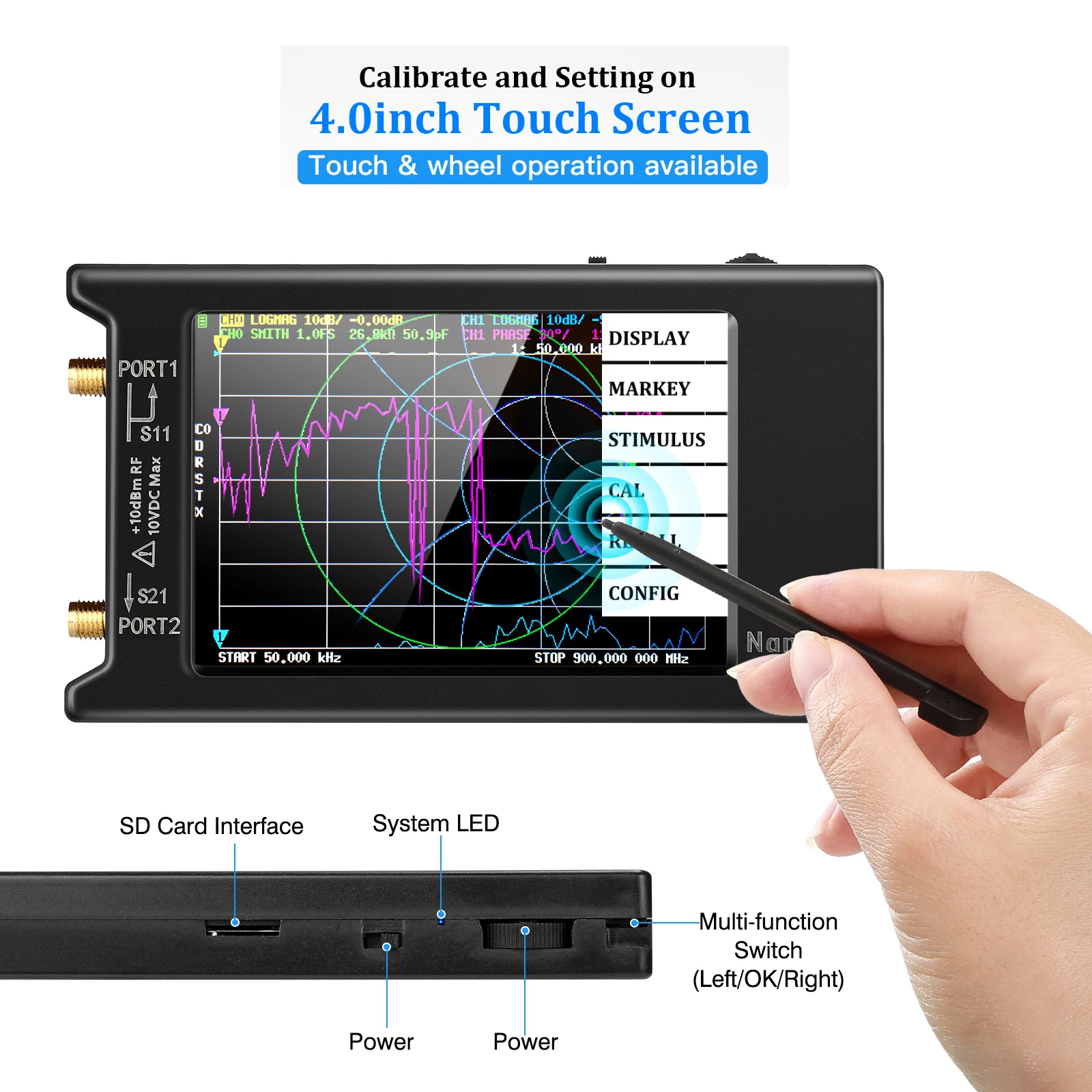 Antenna Analyzer Spectrum Anslyzer NanoVNA-H4 2.8/4&ldquo; Vector Network 10KHz-1.5GHz MF HF VHF UHF Antenna Tuner nano vna NanoVNA-H