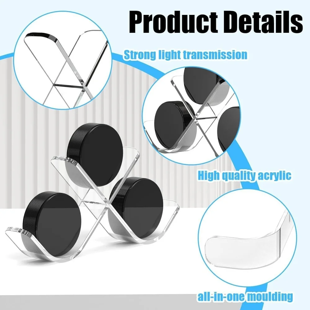 Clear Hockey Puck Display Case Acrylic Hockey Puck Display Stand for 3 Pucks Holder Storage Sports Decoration