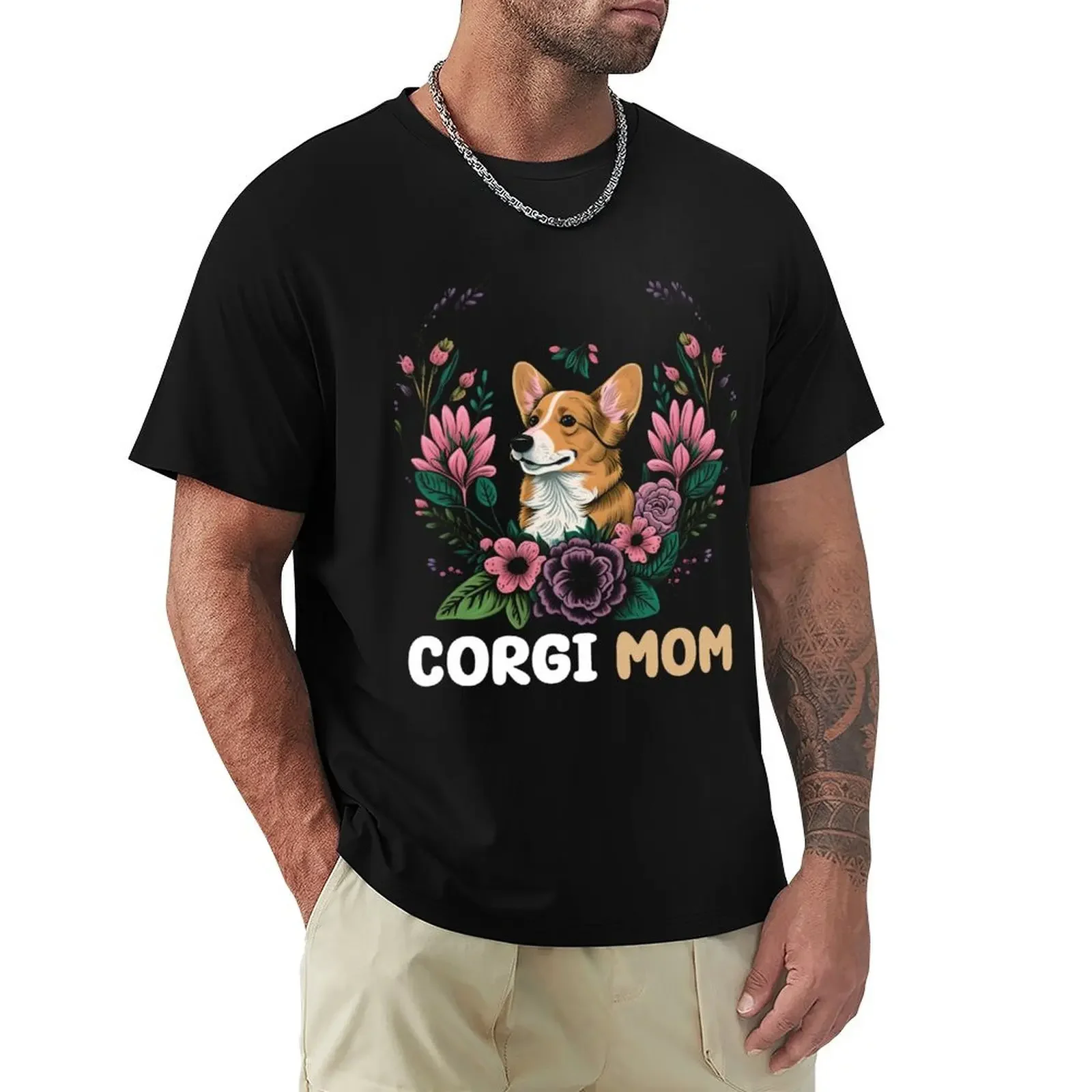 

Corgi Mom Mother Flowers Mother's Day Gift Pet Corgi Lovers T-shirt boys animal print mens t shirt graphic