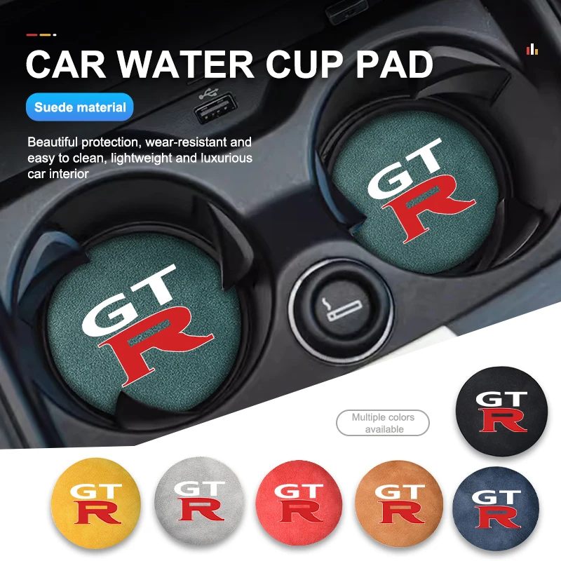 Car Coaster Water Cup Holder Anti-Slip Pad Suede Accessories For Nissan GTR GT-R NISMO R35 Teana Skyline Kawasaki