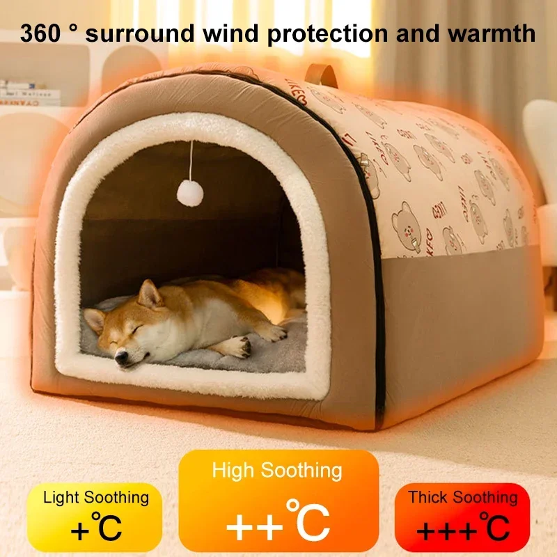 LargeDogsHouseBigDogKennelWarmWinterDogHouseMatDetachable