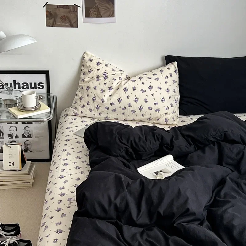 

Fashion Bedding Sets Single Double Bed Hotel Home Duvet Cover Sets Skin Friendly Fabric Solid Color King Size Quilt Cover Sets