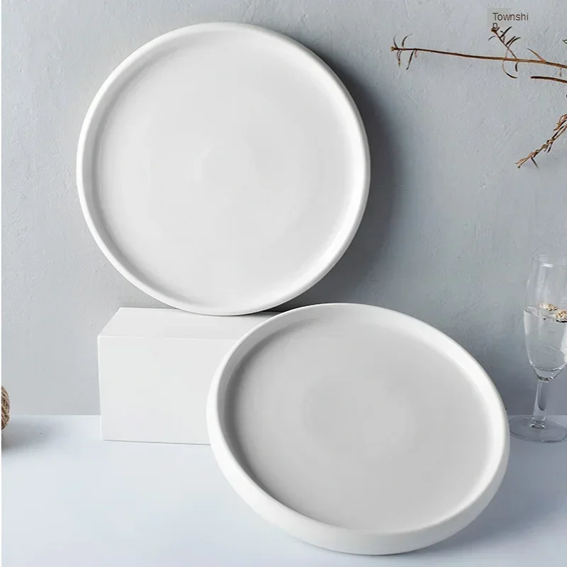 Ceramic Plate White Square Round Western Food Plate Dinner Plate Tableware Multifunctional Storage Tray Home Kitchen Supplies 4