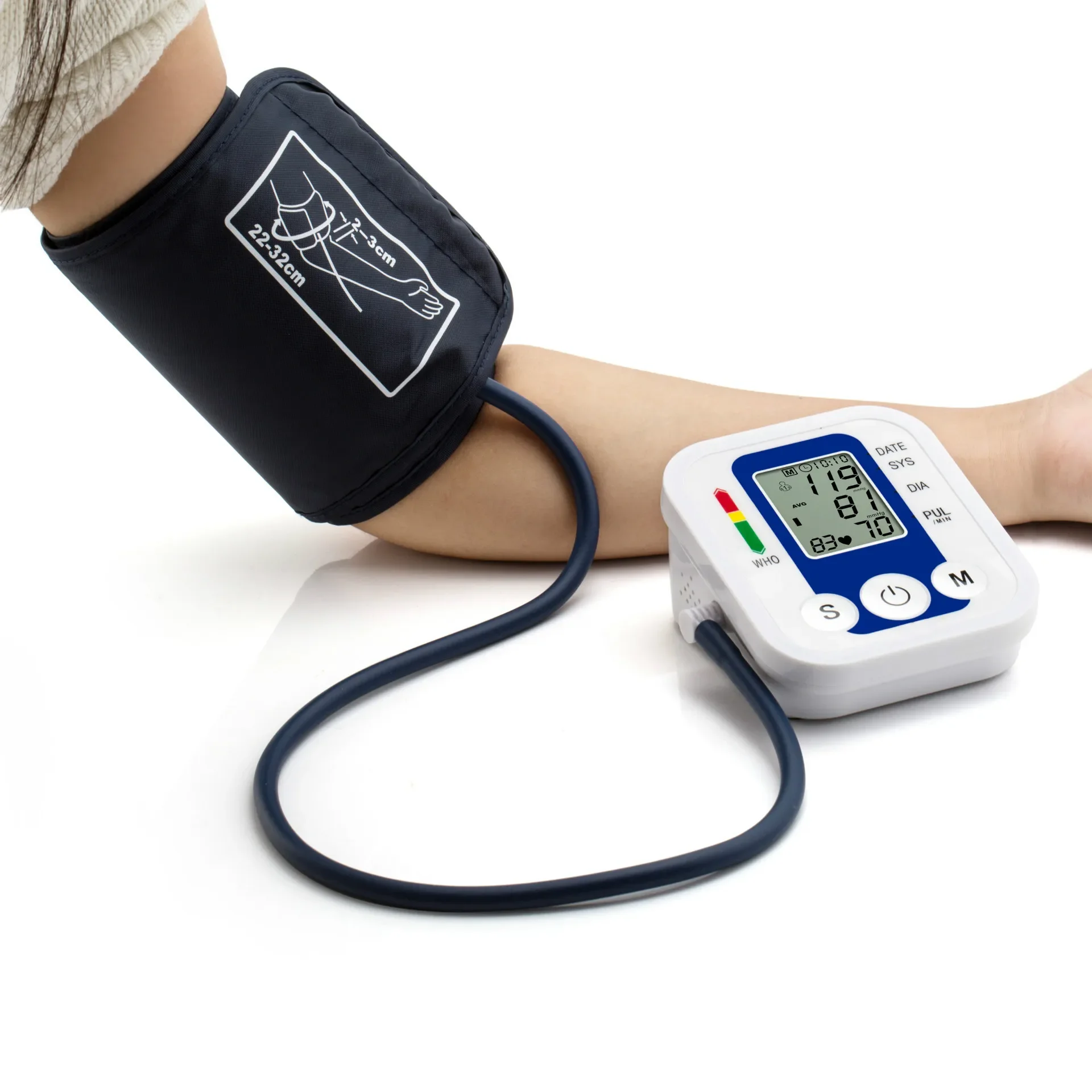 Automatic Tonometer Arm Blood Pressure Monitor Pressure Sensor Monitor BP Equipment Digital Tensiometer LED Display Arm Cuff 5
