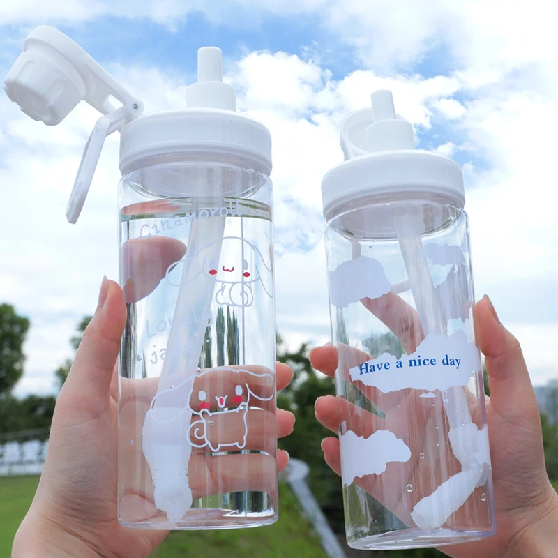 Glass Cups with Lids and Straws Portable Summer Clear Leakproof Water  Bottle for School Office Working Dating - AliExpress