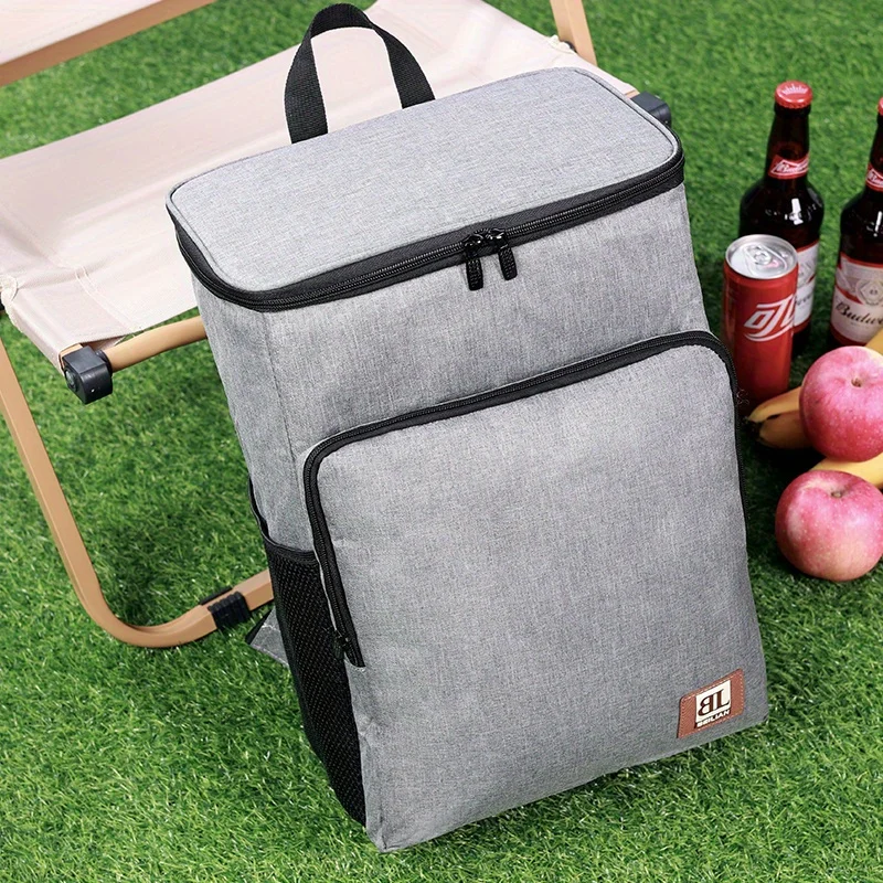 1개, 대형 절연 점심 배낭 쿨러 가방 - PEVA 라이닝이 있는 방수 옥스포드 패브릭 직사각형 여행용 맥주 쿨러