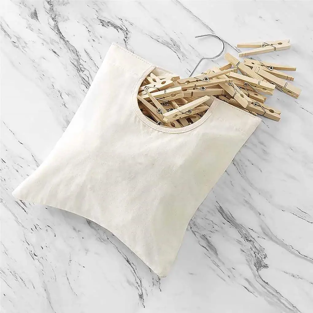 Clothespin Bag Space-saving Laundry Clothes Pin Organizer Washable Room-saving Clothespin Pocket-Can for Bedroom 4