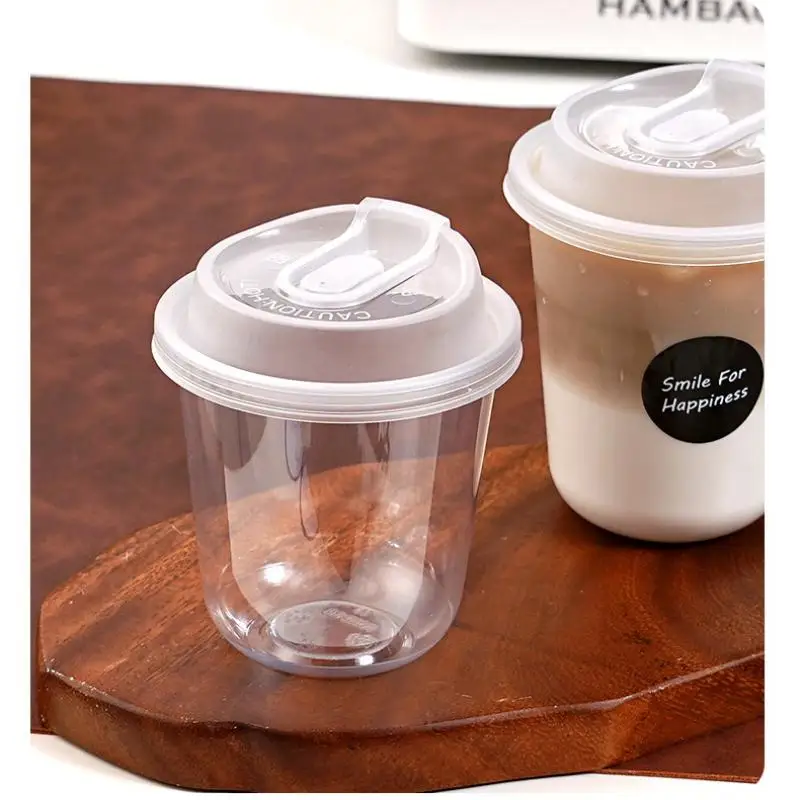 SUSU 10-Pack Disposable Sip-Lid Cold Drink Cups