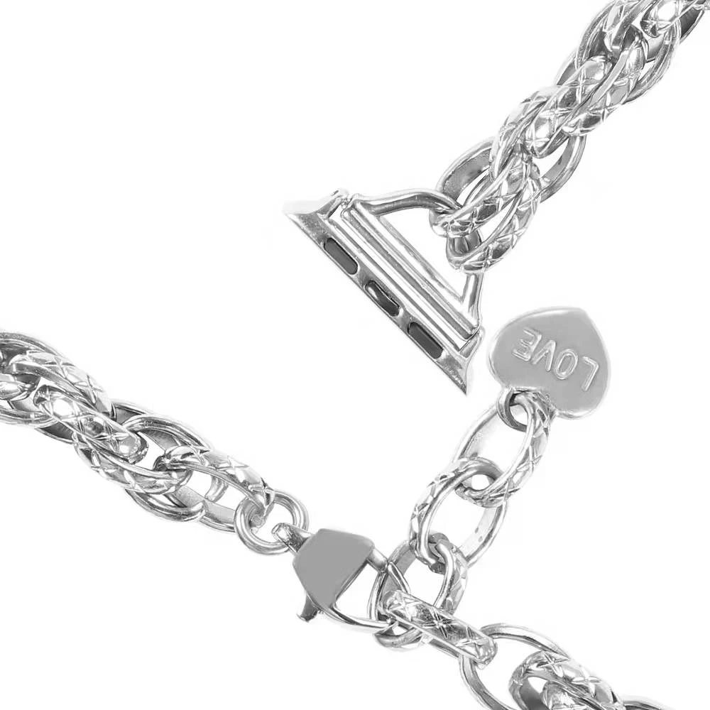 Metal Strap for Apple Watch Band 876543SE Women Heart Pendant Bracelet Wristband for iWatch Series 45mm 41mm 44mm 40mm 42mm 38mm