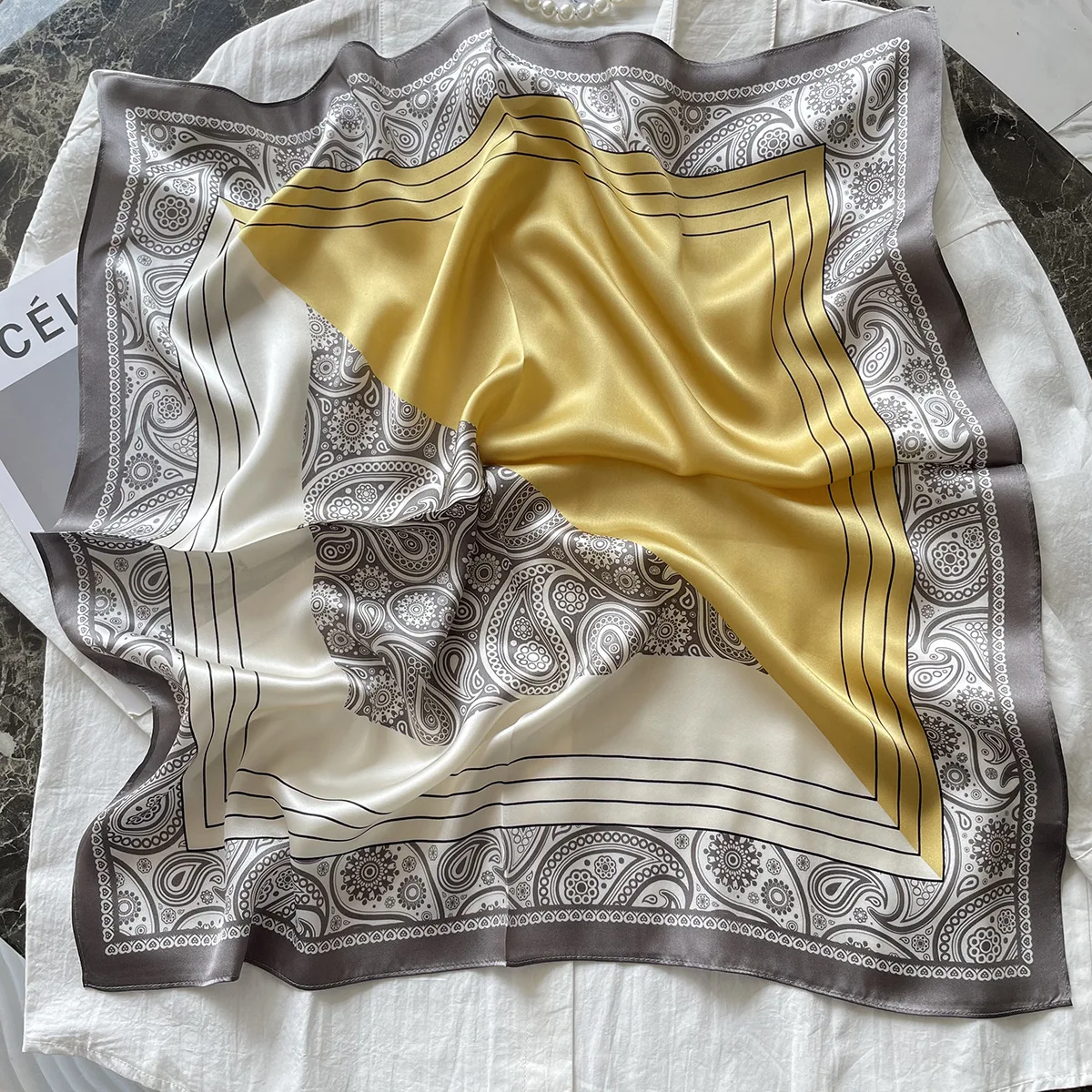 

100% шелковый шарф Серый кешью цветок шаль тутового шелкопряда женские квадратные шарфы повязки маленький головной платок хиджаб женские галстуки-бабочки