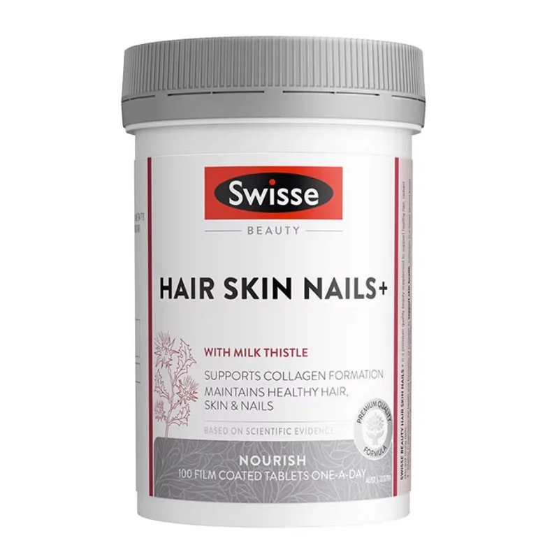 

Hair Skin Nails+ With Milk Thistle Supports Collagen Formation Maintains Healthy Hair Skin & Nails 100 Tablets