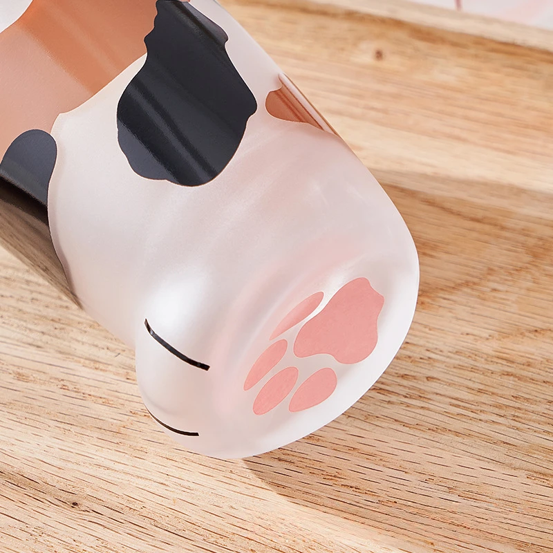 300Ml Cat's Claw Cup Cute Glass Couple Creative Cat's Foot Cup Household Water Cup Ins Casual Breakfast Kids Milk Glass