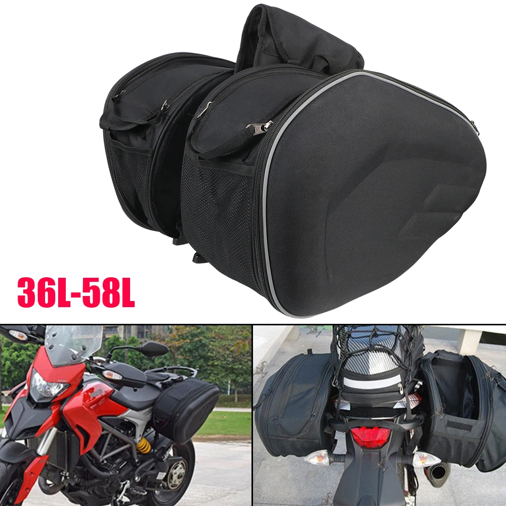 

Moto Helmet Travel Bags Luggage Saddle Bags 36L-58L 1Pair Universal Motorcycle Pannier Bags Side Storage Pouch Box