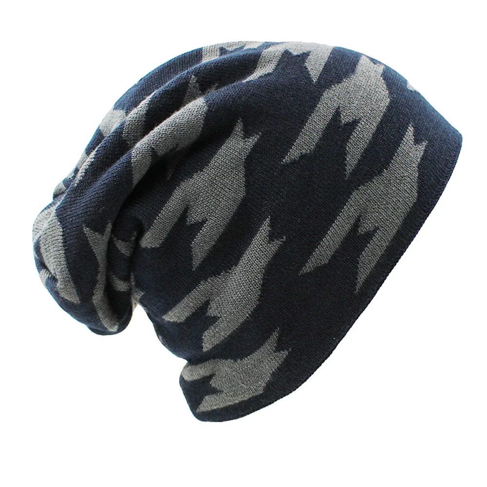 

LOVINGSHA Skullies Bonnet Stars Design Winter Hats For Men Women Faux Fur Warm Baggy Knitted Knit Beanie Men's Winter Hat Caps
