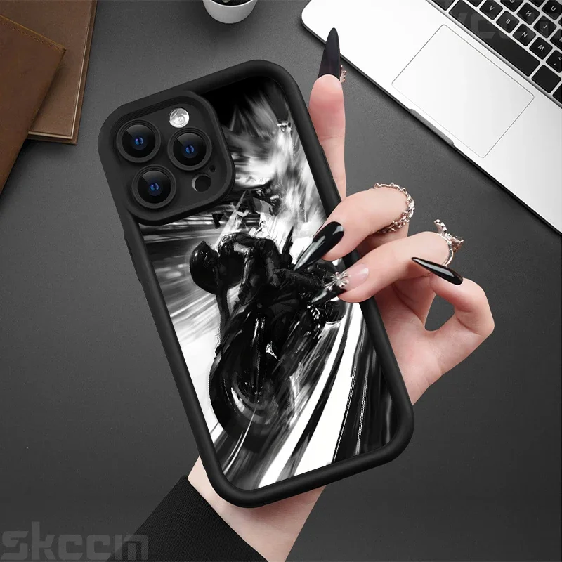 Stylish Black Biker Shockproof Silicone Phone Case