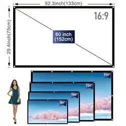 Portable 16:9 Wrinkle - Free Lightweight Projection Screen Fabric - 60 inch