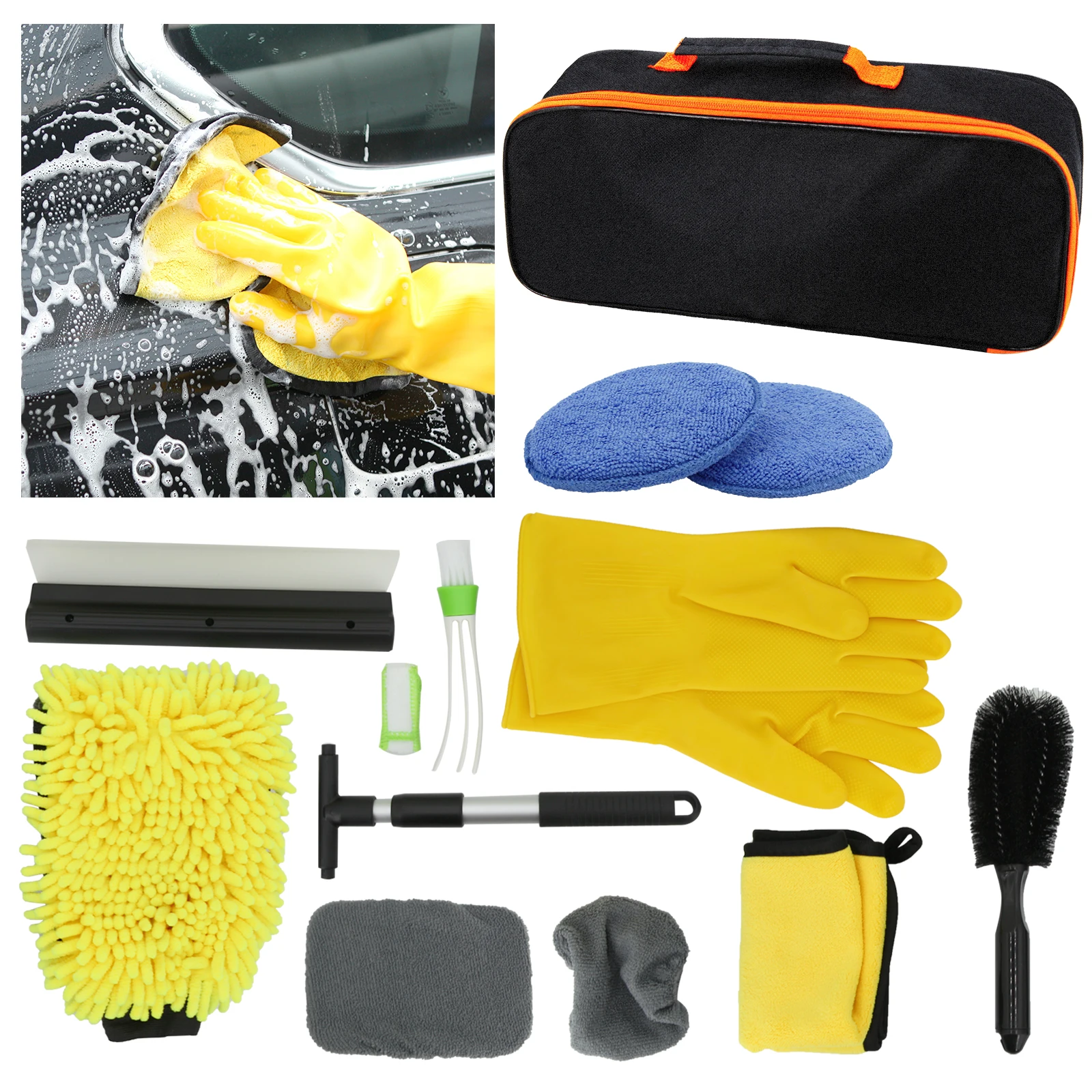 Gants de lavage de voiture doux à 5 doigts, brosse de nettoyage pour voiture  et moto, serviettes de séchage - AliExpress