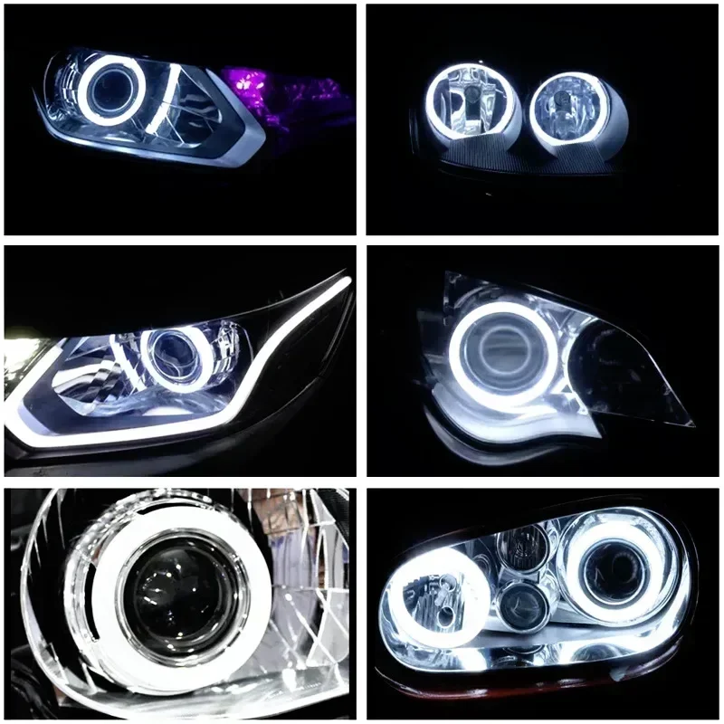 4PCS RGB Cotton LED Angel Eyes Halo Rings 60mm 70mm 80mm 120mm LED Headlight Lamps Decorative For Car UTV DRL APP Control 12V