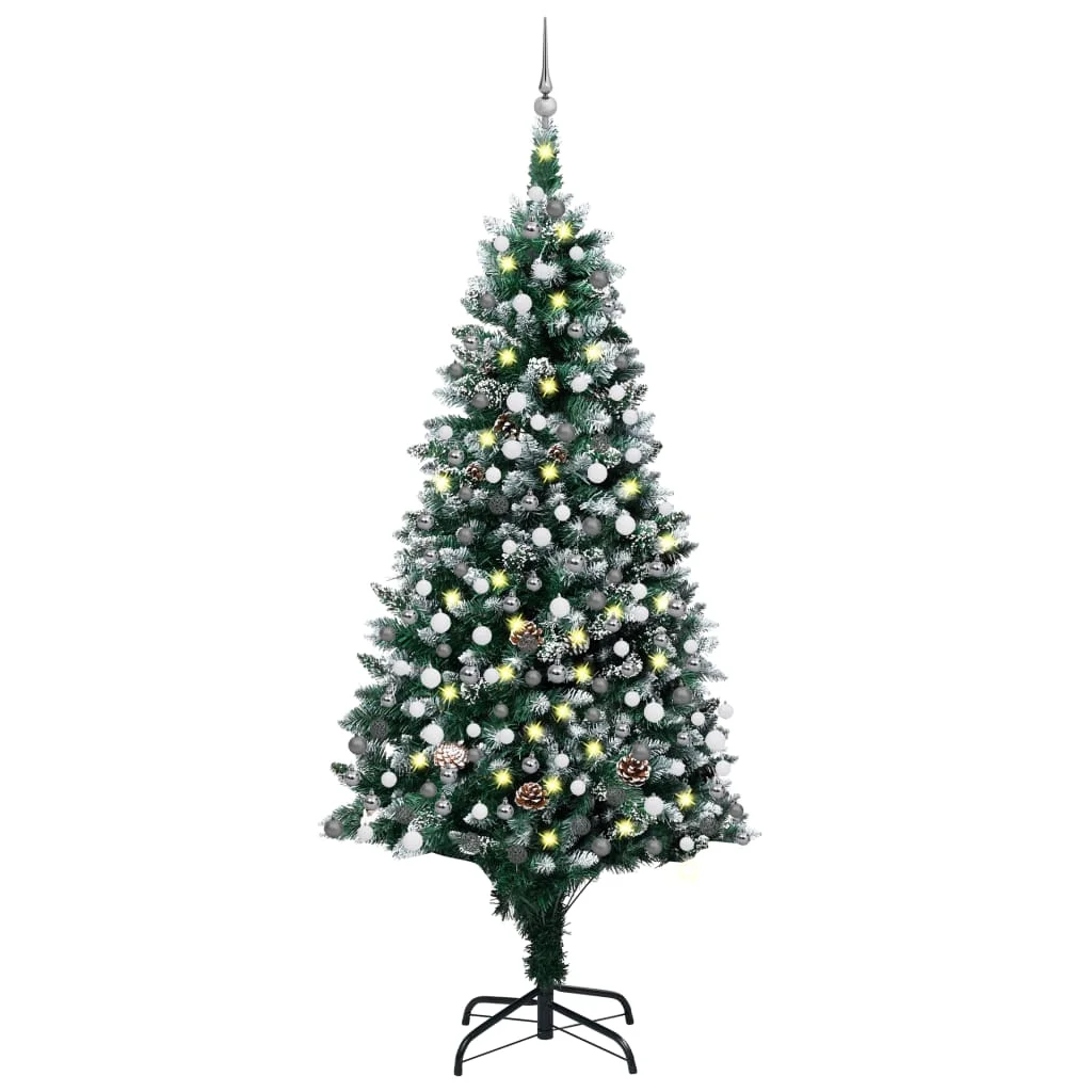 Albero Di Natale Artificiale A Led E Palline E Mele Di Pino 210 Cm