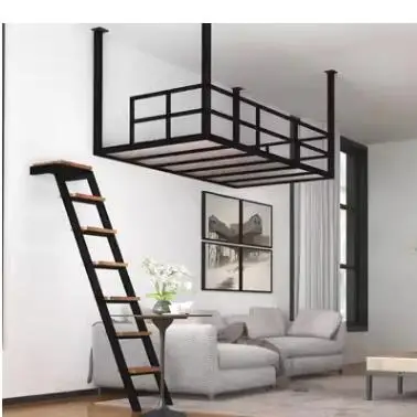

Small loft bed Hanging wall bed Wrought iron elevated bed Double bed Dormitory Apartment Creative hammock