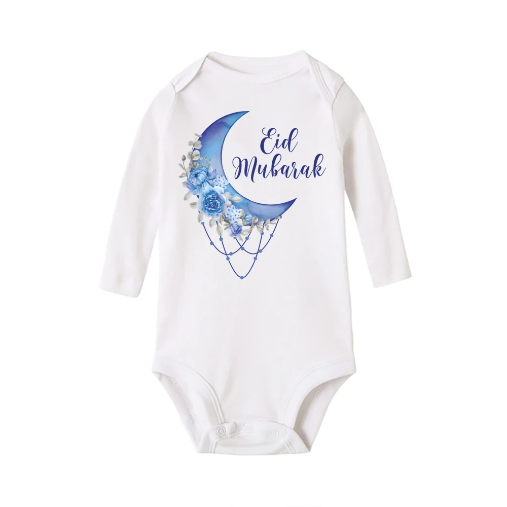 Baby Romper Boys Girl Clothes Eid Mubarak Print Infant Bodysuit Eid Toddler Long Sleeve Rompers Newbron Shower Gift Bodysuits 6