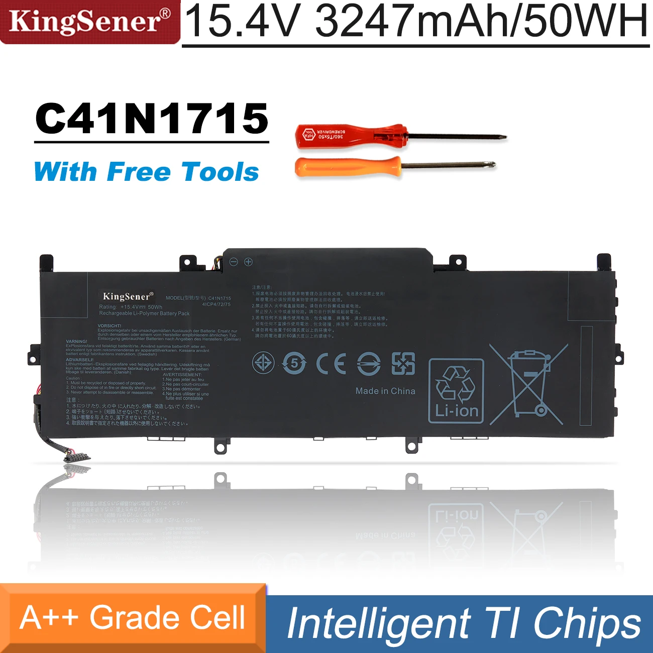Kingsener-bateria do Portátil com Ferramentas C41n1715 Asus Ux331fn Ux331ua1b Ux331un Ux331un-1e U3100un 0b20002760000 15.4v 50wh