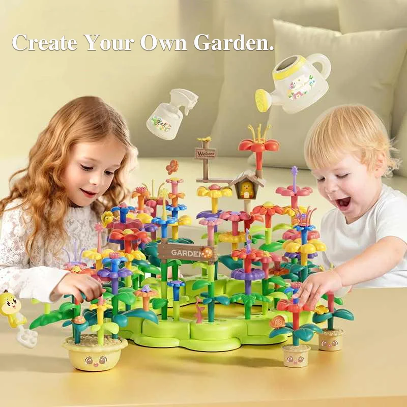 Block Garden Plant Ornaments Potted Flowers Diy Building Blocks Puzzle Child Creativity Toys Potted plant Small Particle Flower