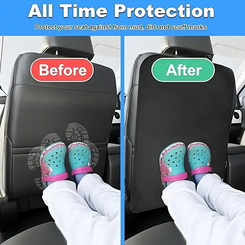 Universal Car Seat Back Kick Protectors - Durable Polyester Automotive Covers, Shield Against Dirt and Mud