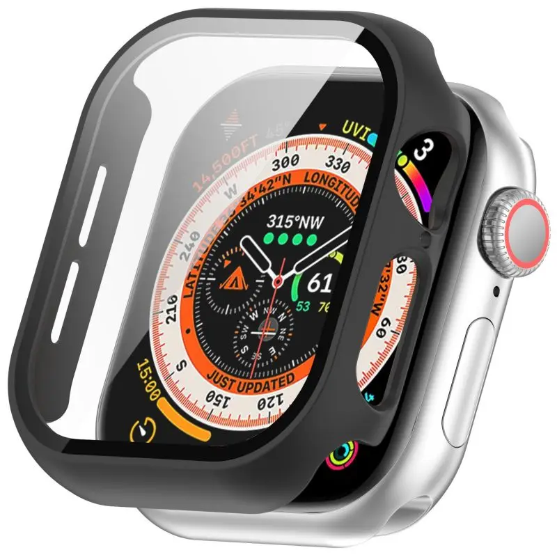 Premium Tempered Glass Apple Watch Screen Protector with PC Bumper Cover