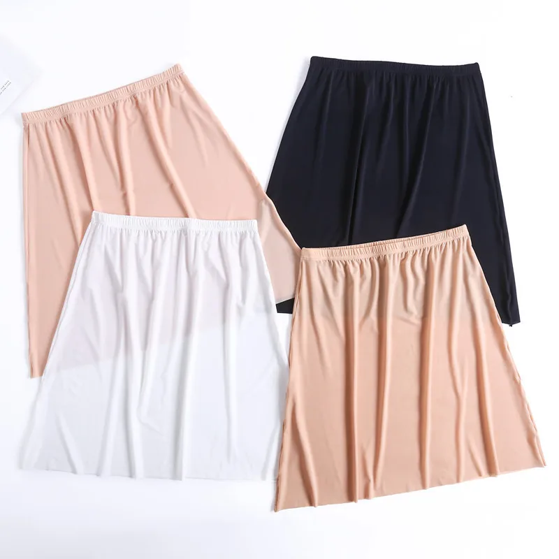 Description Picture 5 of itemPlus Size bottoming skirt Half Body Slips Dress For Summer Thin Ice Silk High Waist Elastic Anti-Penetrating Underskirt Lining