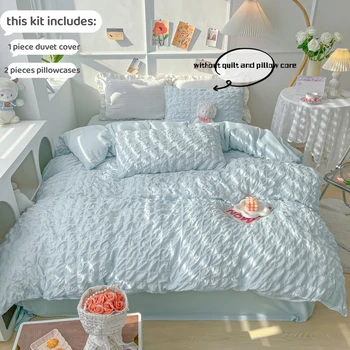 Ensemble de literie de 3 pièces pour l'athlon, doux et confortable, 1 x housse + 2 x taies d'oreiller, sans noyau, imprimé grille à bulles 1