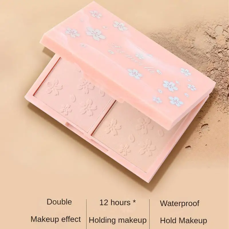 LAMEILA 1/2Pcs Two-tone Blush Palette Dry/Wet Dual Use Clear Matte Oil Control Long-lasting Fixing Makeup Concealer Powder Plate