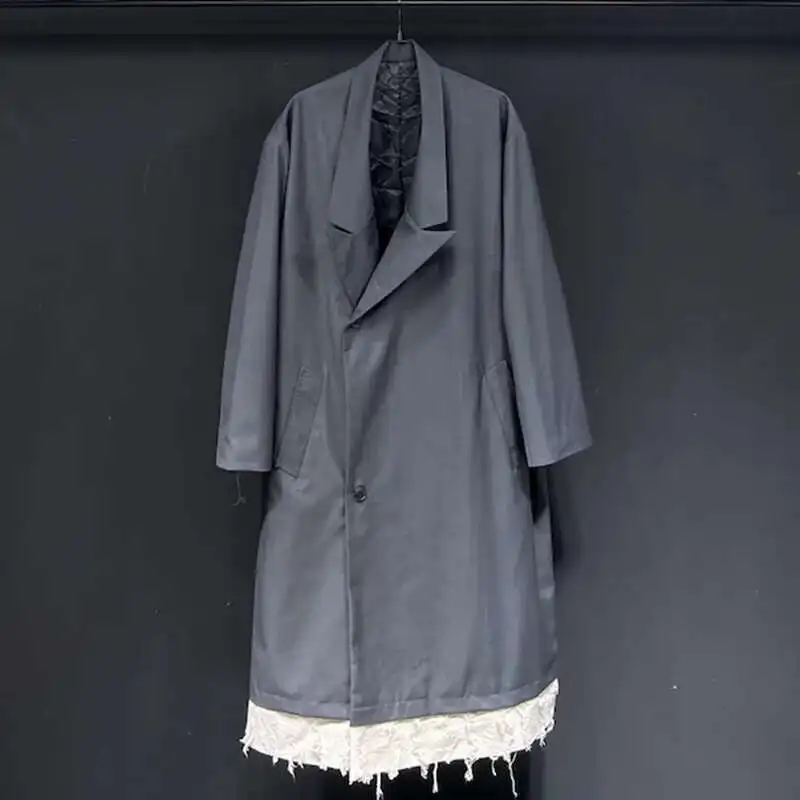 PFHQ Design Asymmetrical Collar Long Windbreaker Loose Casual Autumn Winter Oversized Shoulder Male Tops 21Z5752