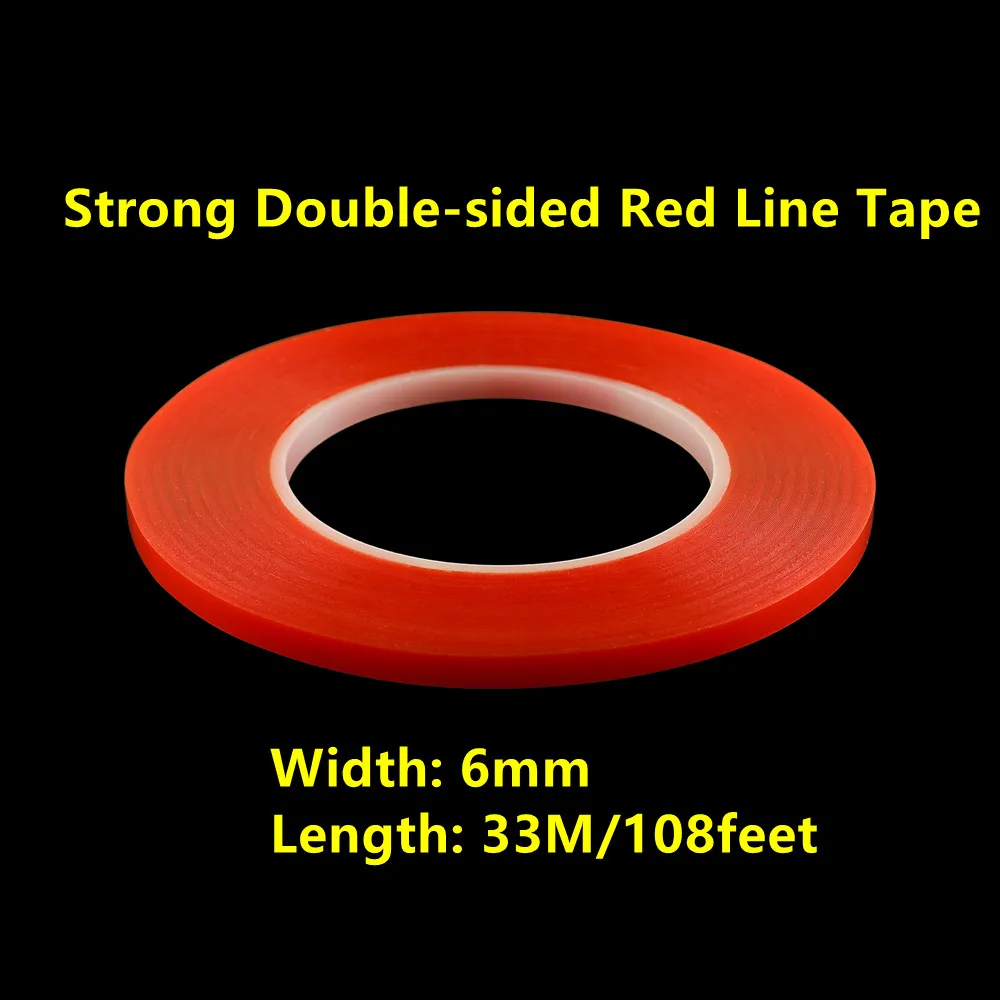 Cinta De Línea Roja De Doble Cara De 3mm Y 6mm, Rollo De
