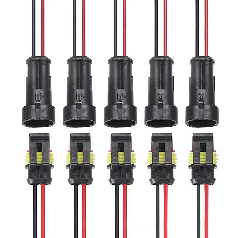 

2 Pin Connector Waterproof Connector Male and Female Way 18AWG Wire Suitable for Car Truck Boat Other Wire Connection 5 Pairs