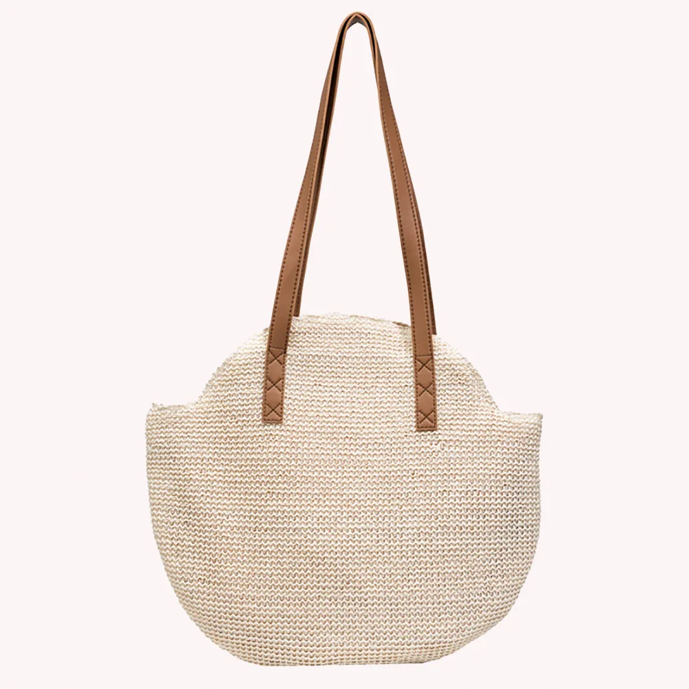 Straw Beach Women Handbag Handmade Woven Summer Vacation Casual Shoulder Bags