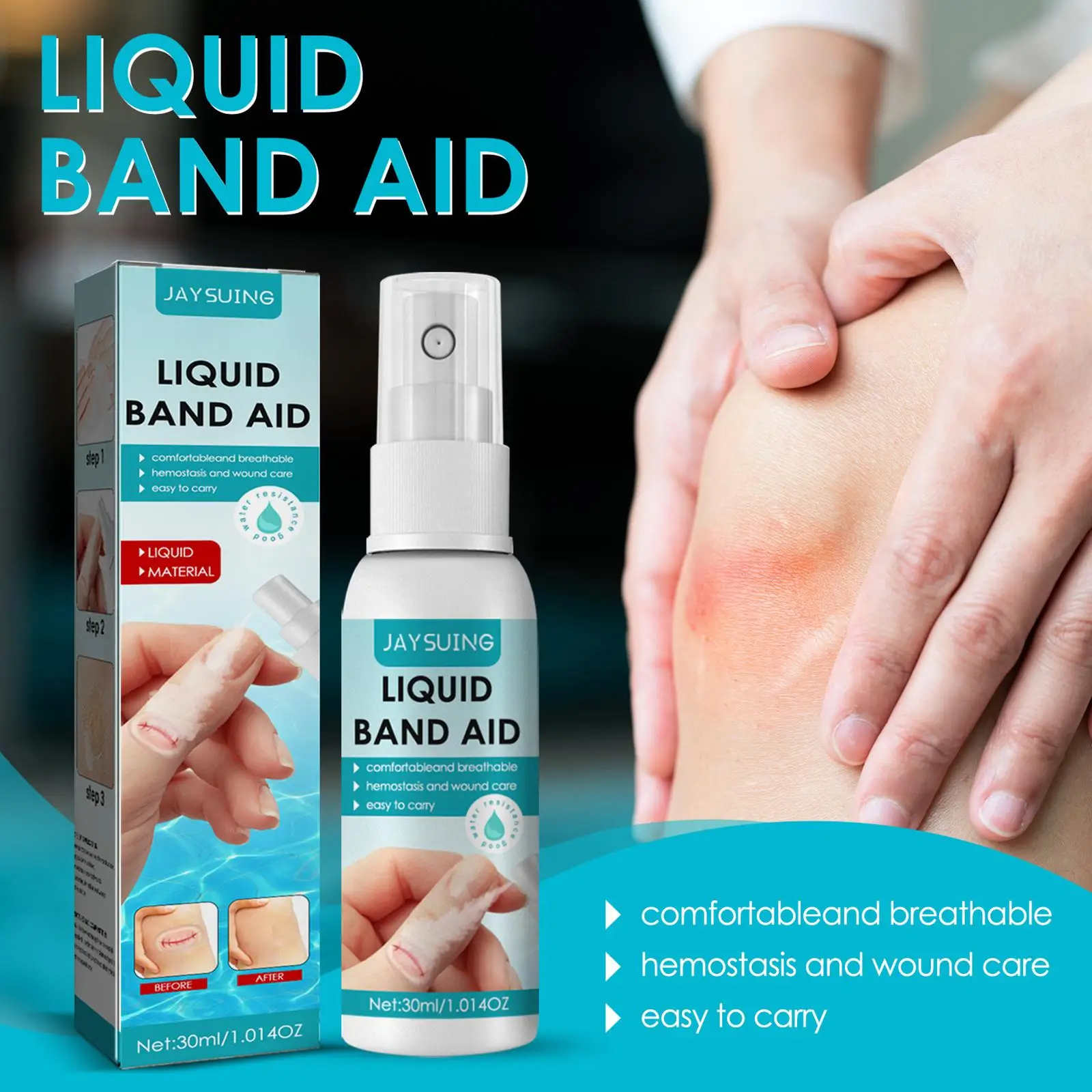 30ml Liquid Bandage Sprayer Waterproof First Aid Liquid Bandage Medical Disinfecting Adhesive Hemostasis Plaster for Small Cut
