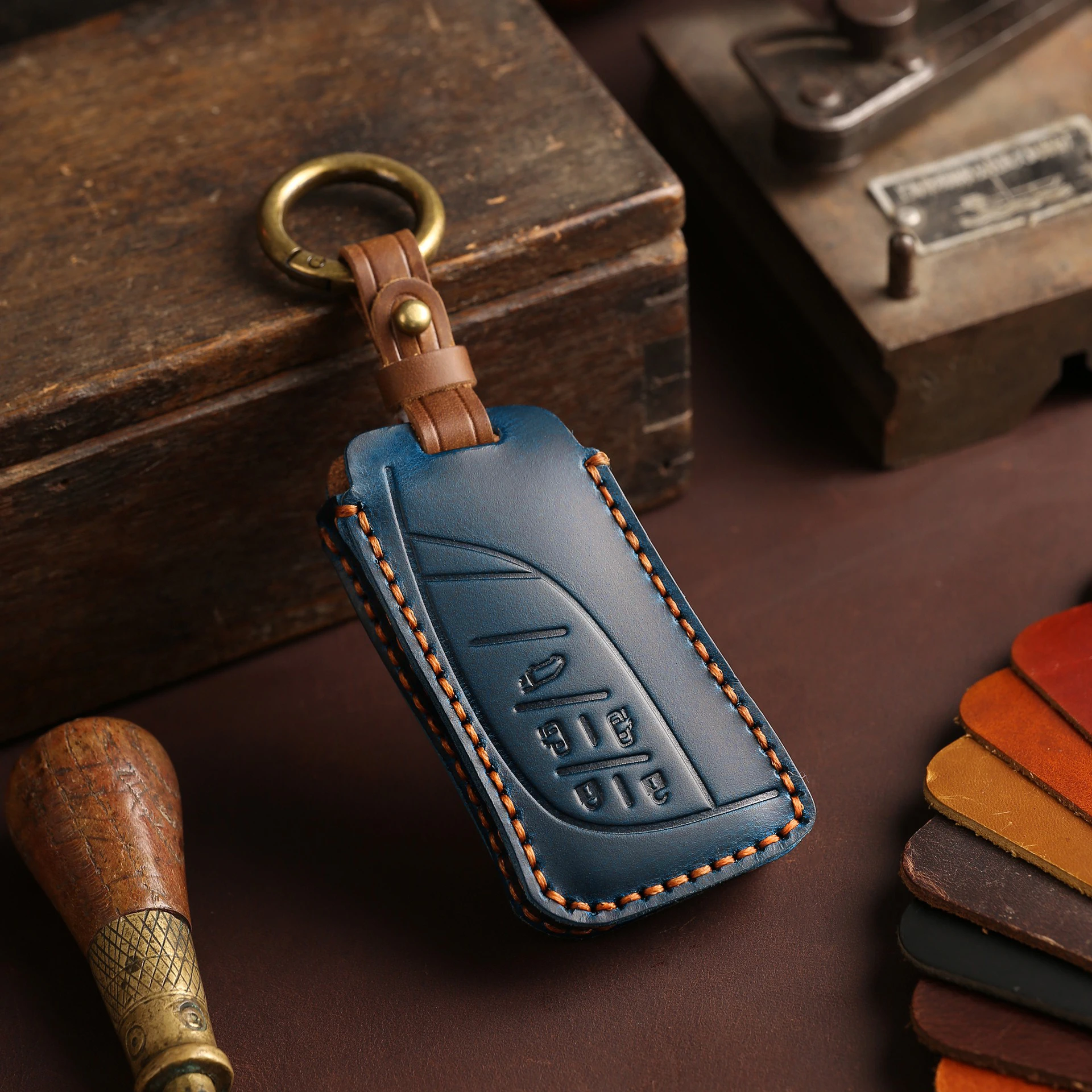 Premium Leather Key Fob Protector Case